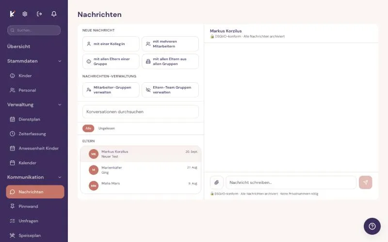 Nachrichten in der Kibly Web-App